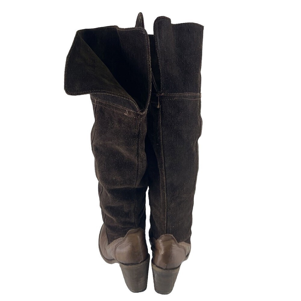 BOGO Miz Mooz Brown Suede Over Knee Heel Boot Mid Zip Pull On Leather 38 7.5-8 - Picture 5 of 16